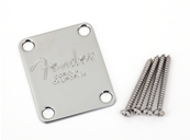 4-Bolt American Series Bass Neck Plate with Fender Corona Stamp (Chrome)