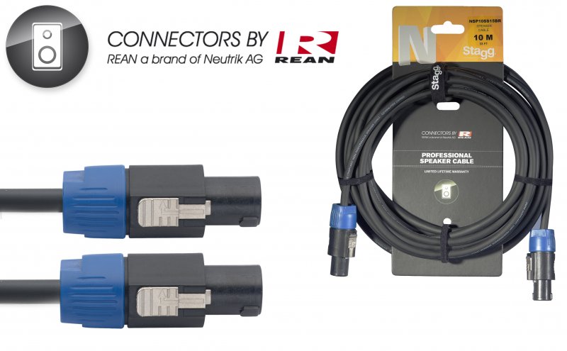 --- DISCONTINUE ---Stagg NSP10SS15BR - Câble Haut-Parleur Rean Speakon / Speakon 4P/2F - 10M