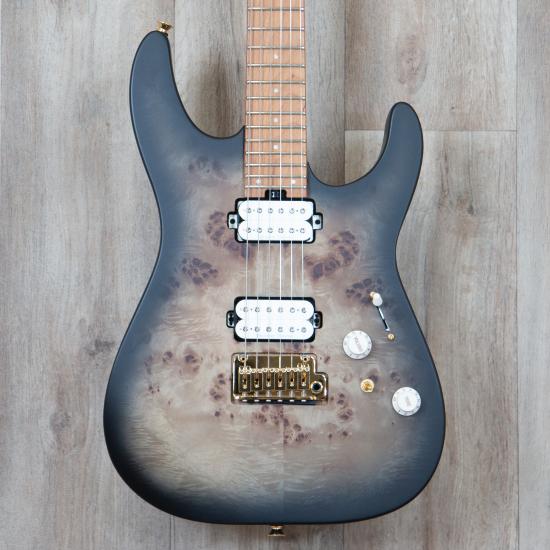 Guitare électrique Charvel DK24 HH 2PT CM Poplar Burl transparent Black Burst