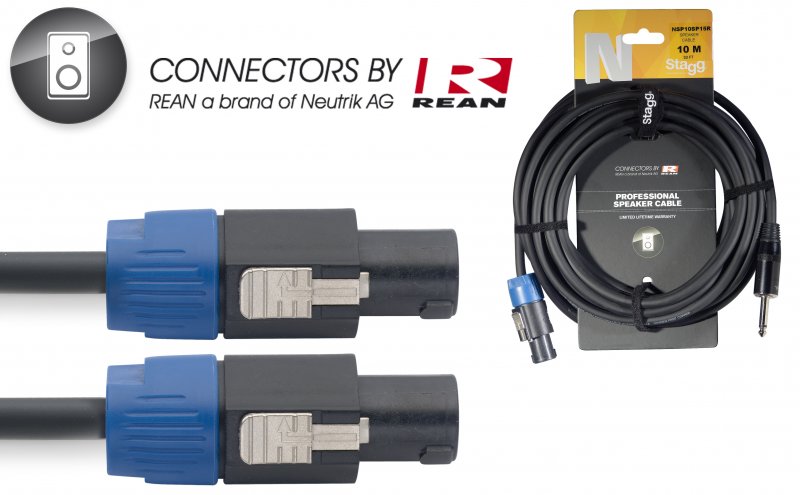Stagg NSP20SS25CR - Câble Haut-Parleur Rean Speakon / Speakon 4P/4F - 20M