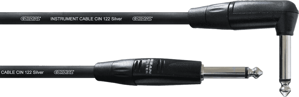 --- DISCONTINUE ---Cordial CII9PR - câble instru rean silver noir jack droit/coudé 9m