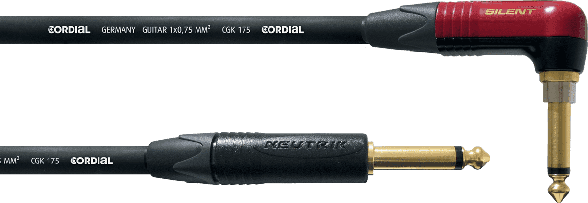 Cordial CSI3RP-SILENT - câble instru neutrik jack coudé silent/j.droit 3m