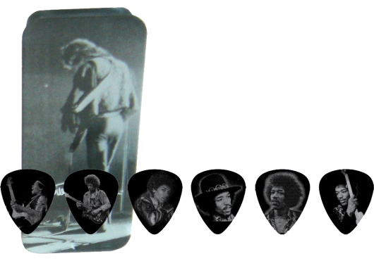 Dunlop Boite 12 médiators Jimi Hendrix - Silver Portrait Medium