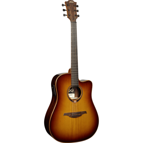 guitare electro-acoustique lag dreadnought cutaway electro brown shadow