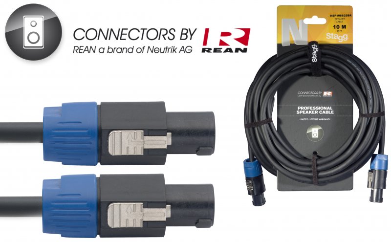 Stagg NSP10SS25BR - Câble Haut-Parleur Rean 2,5 Speakon / Speakon 4P/2F - 10M