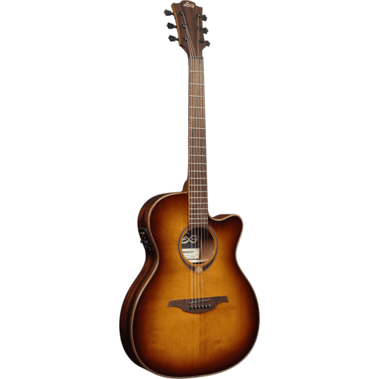 guitare electro-acoustique lag auditorium slim cut electro brown shadow
